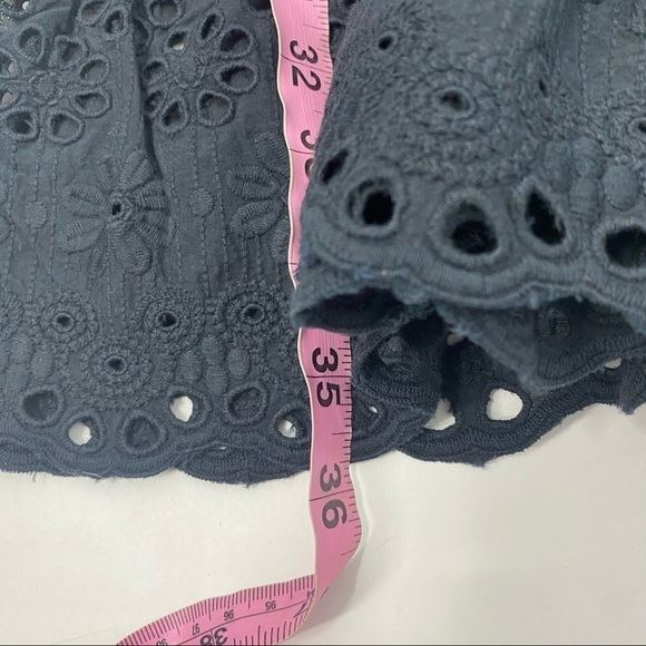 Bombay Paisley cotton linen lace hem short sleeved shift dress M - Picture 7 of 10